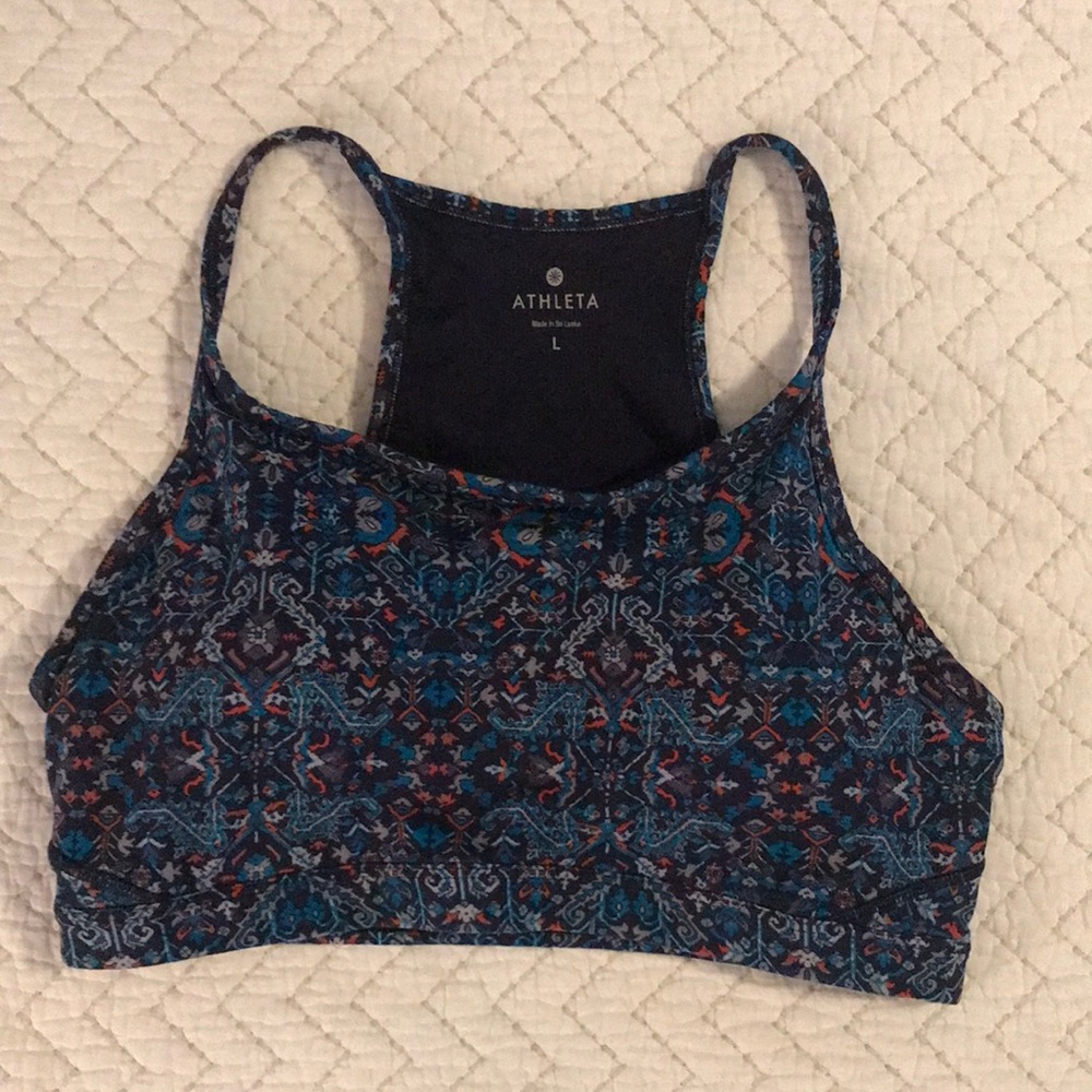 Athleta sports bra, navy, size large.
